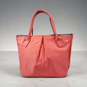 Agnes B. Voyage Coral Pink Nylon Pleated Tote Bag Shoulder Bag